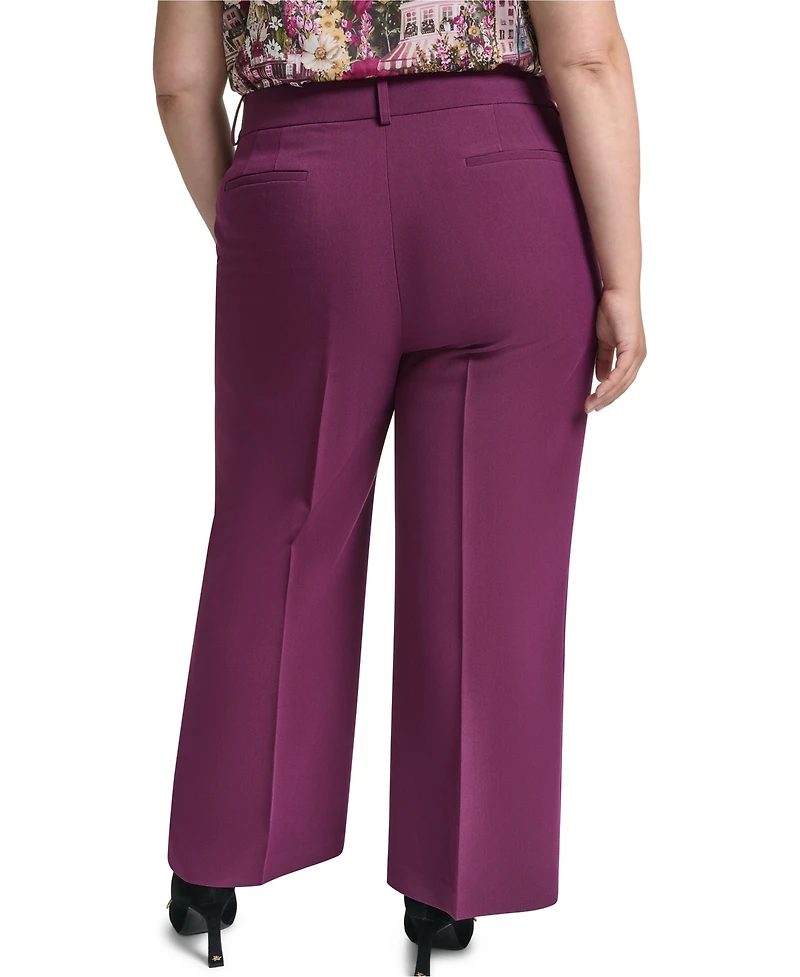 Karl Lagerfeld Paris Plus Size Woven Wide-Leg Pants, Created for Macy's