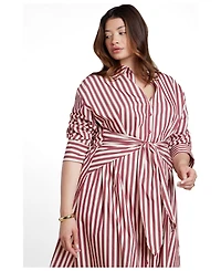 Eloquii Women's Cinch Detail Poplin Midi Dress