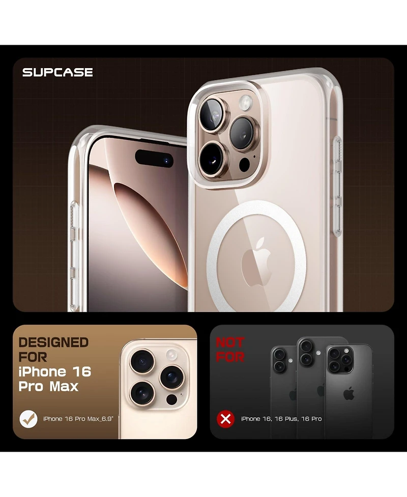 Supcase Unicorn Beetle Mag Slim Clear MagSafe Camera Control Button Case for Apple iPhone 16 Pro Max