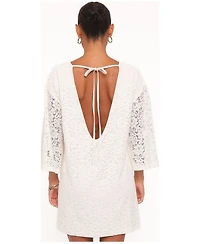 Petal and Pup Women's Lula Long-Sleeve Lace Back-Tie Mini Dress