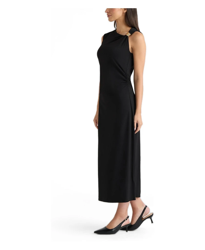 Ellen Tracy Women's Sleeveless Asymmetrical-Neck Knit Dress