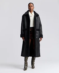 Avec Les Filles Women's Maxi Reversible Faux Fur Coat