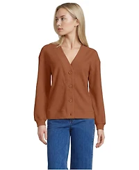 Lands' End Women's Long Sleeve Waffle V-neck Cardigan