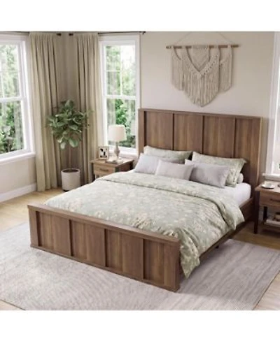 Wood Panel Platform Bed Frame With Slat Support System Minimalist Panel Headboard Bed Frame No Box Spring Required For Bedroom