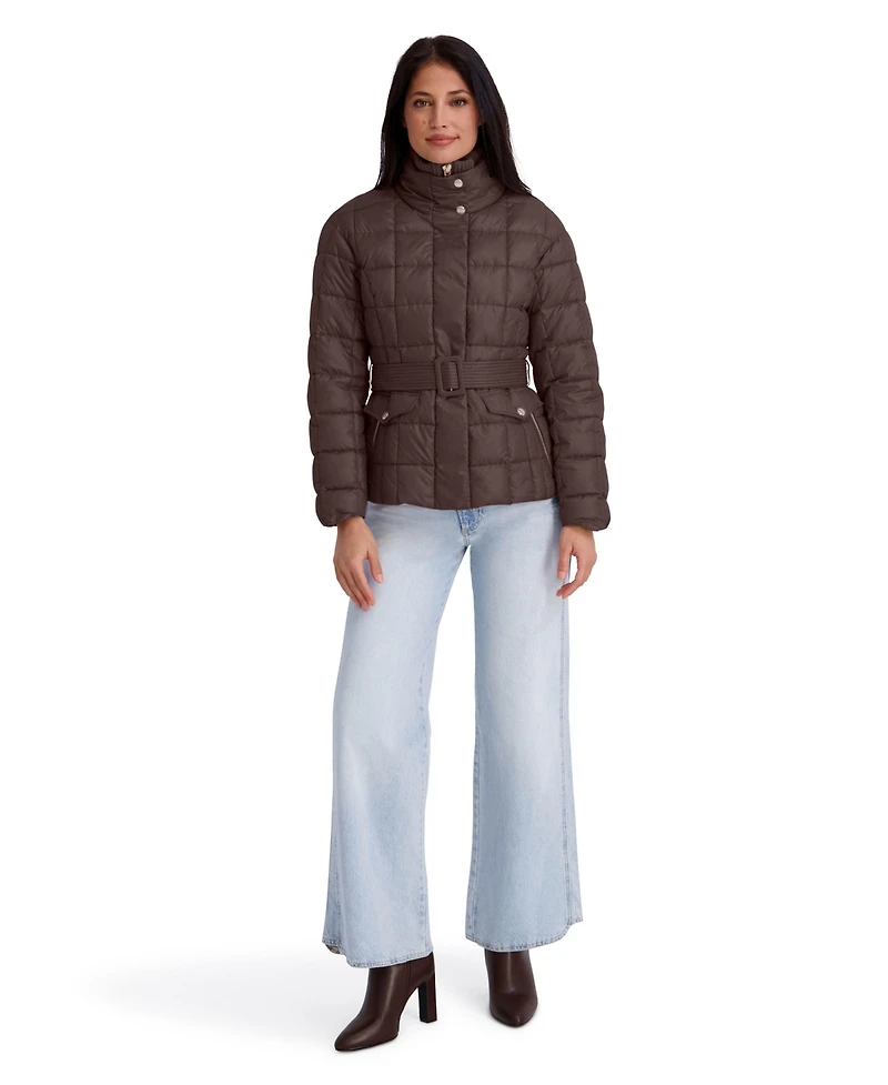 Kensie Women's Quilted Puffer Funnel Neck Jacket