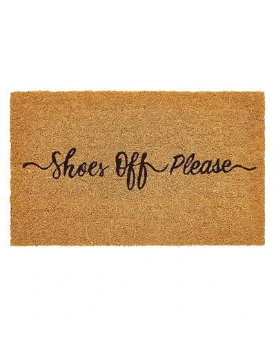 Vcny Home Shoes Off Please Outdoor Coir Doormat, 18" x 30"