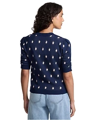 Lands' End Women's Ruched Sleeve Cardigan Sweater