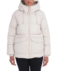 Sebby Collection Women's 3/4 Hooded Puffer Coat