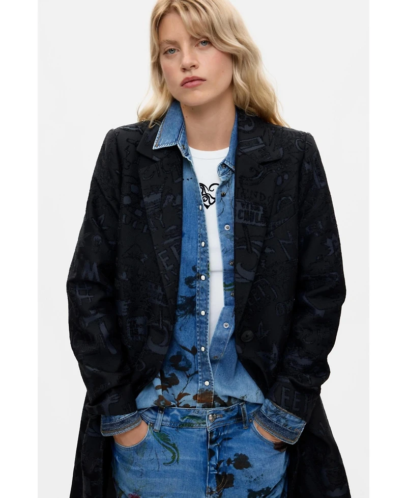Desigual Women's Midi Printed Coat