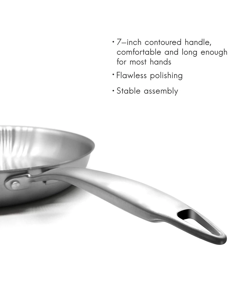 Megacasa 8-Inch Triple-Ply Stainless Steel Fry Pan with Lid