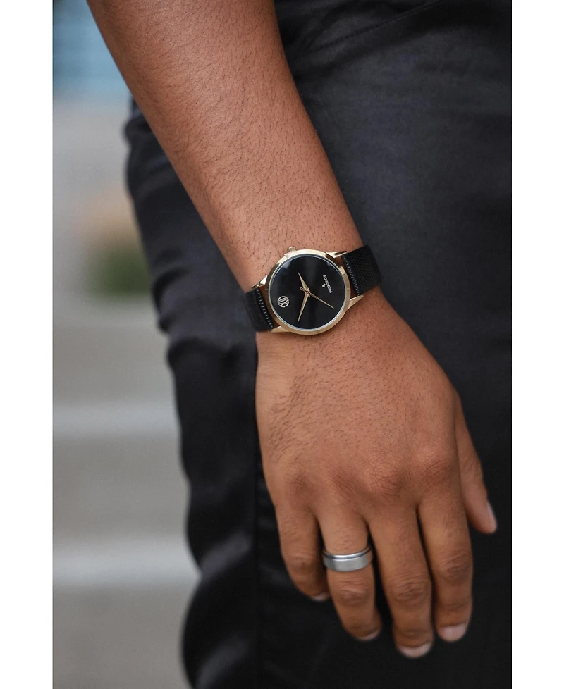 Peugeot Men's 40mm Wafer Slim Round Gold-Plated Case Watch-Black