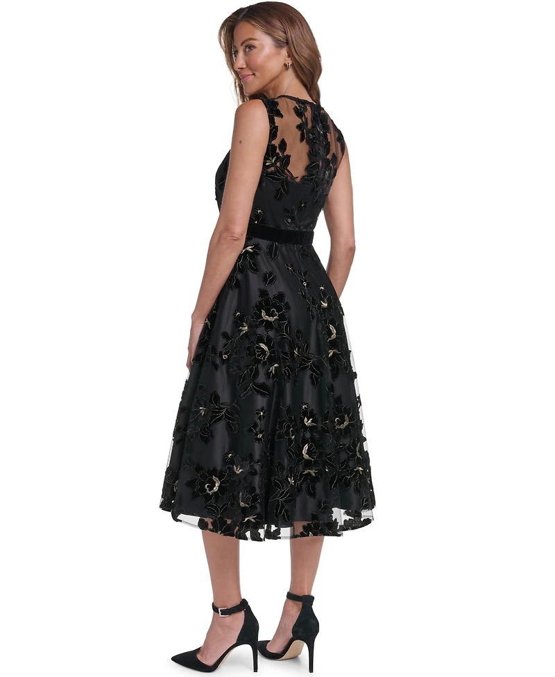 Eliza J Women's Sleeveless V-Neck Floral-Print Dress