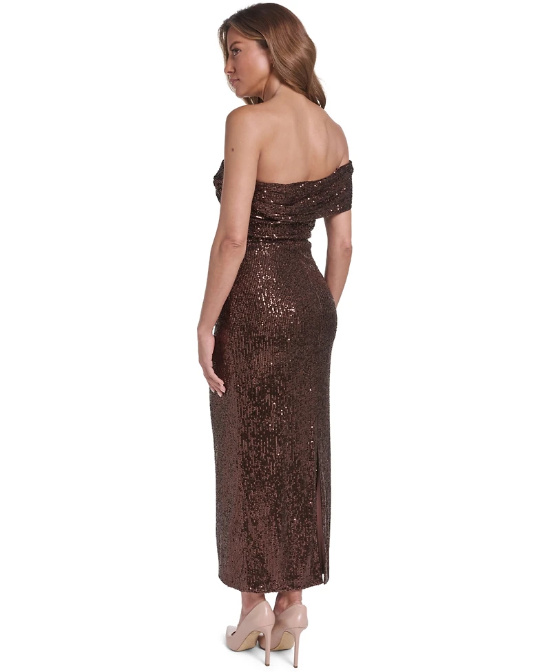 Eliza J Women's Sequin Ruched One-Shoulder Sheath Dress