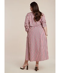 Eloquii Women's Cinch Detail Poplin Midi Dress
