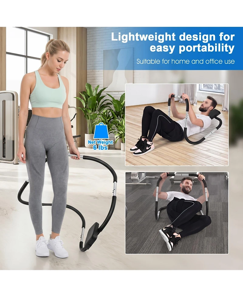 Gymax Portable Ab Trainer Fitness Crunch Workout Exerciser with Headrest Home Office Gym
