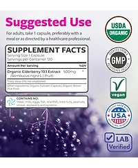 Pure Co Elderberry Extract Capsules, 10:1 Sambucus Nigra Extract, 5,000 Milligram Herbal Equivalent, 120 Capsules