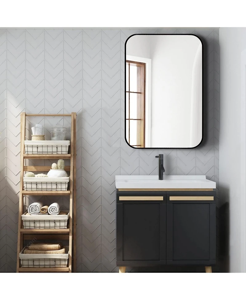 Phying 24 x 36 Inch Metal Framed Bathroom Mirror Rectangular Wall Mounted Vanity Mirror Modern Minimalist Sleek Framed Mirror for Bathroom Living Room