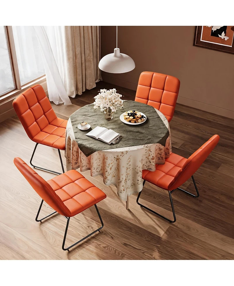 homfan Faux Leather Dining Chairs Set of 4, High-Resilience Foam, Upholstered Dining Room Chairs with Metal Frame