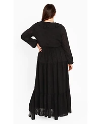 Avenue Plus Desi Floral Long-Sleeve Ruffle Dress