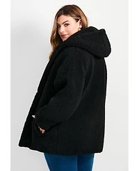 Avenue Women's Plus Size Teddy Hooded Jacket
