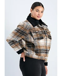 Avenue Women's Plus Joss Plaid Cropped Jacket