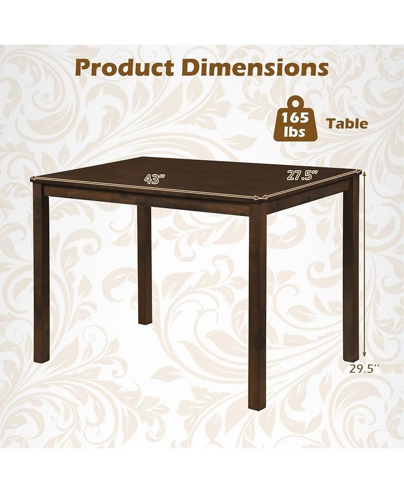 Gymax Farmhouse Kitchen Table Rectangular Dining Table with Solid Rubber Wood Frame