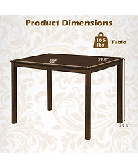 Gymax Farmhouse Kitchen Table Rectangular Dining Table with Solid Rubber Wood Frame