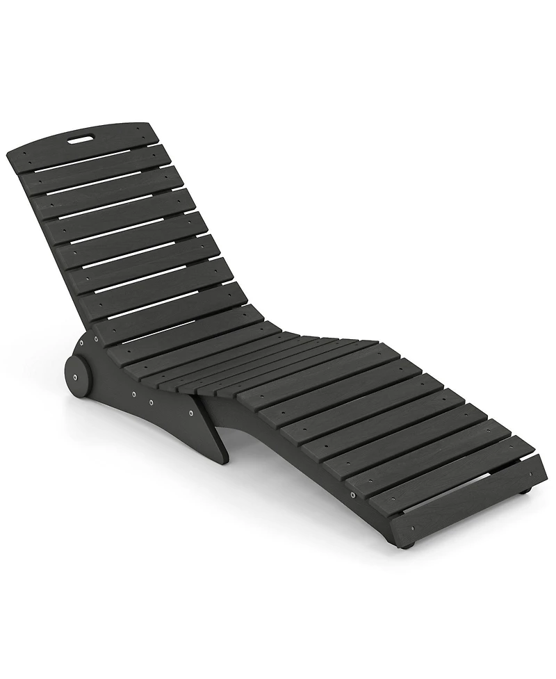Gymax In-Pool Lounge Chair Ergonomic S-Curve Hdpe Pool Chaise Lounger with Wheels