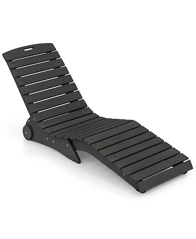 Gymax In-Pool Lounge Chair Ergonomic S-Curve Hdpe Pool Chaise Lounger with Wheels