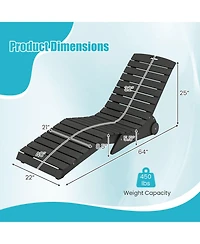 Gymax In-Pool Lounge Chair Ergonomic S-Curve Hdpe Pool Chaise Lounger with Wheels