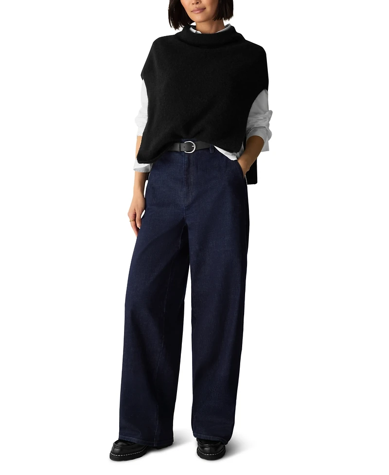 Eileen Fisher Women's High-Waisted Wide-Leg Cotton-Blend Denim Pants