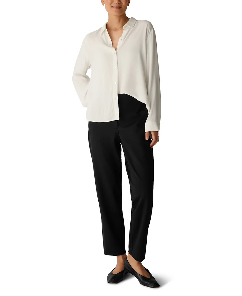 Eileen Fisher Women's Tapered-Ankle Mid-Rise Double-Knit Trouser
