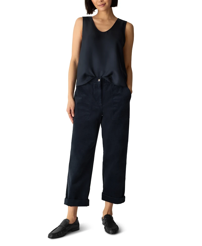 Eileen Fisher Women's Curved V-Neck Silk Shell