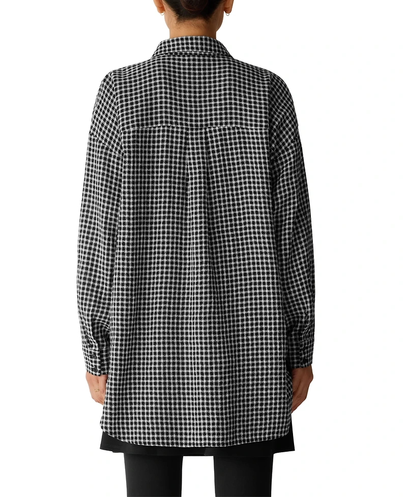 Eileen Fisher Women's Wool-Cotton Check Long-Sleeve Button-Down Shirt