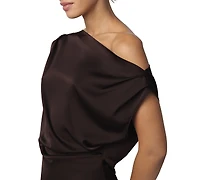 Joe's Jeans Women's Isla Asymmetrical Satin Drape Neck Blouse