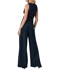 Guess Women's Briley Plunging V-Neck Cropped Sleeveless Denim Top