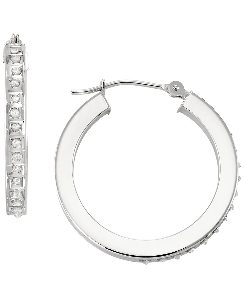 Macy's Diamond Round Hoop Earrings (0.01 ct. t.w.) in 10k White Gold