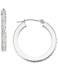 Macy's Diamond Round Hoop Earrings (0.01 ct. t.w.) in 10k White Gold
