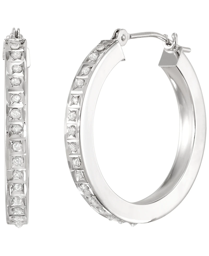 Macy's Diamond Round Hoop Earrings (0.01 ct. t.w.) in 10k White Gold
