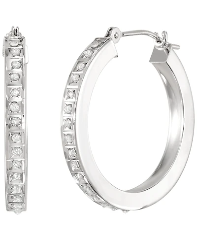Macy's Diamond Round Hoop Earrings (0.01 ct. t.w.) in 10k White Gold