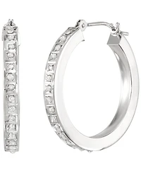 Macy's Diamond Round Hoop Earrings (0.01 ct. t.w.) in 10k White Gold