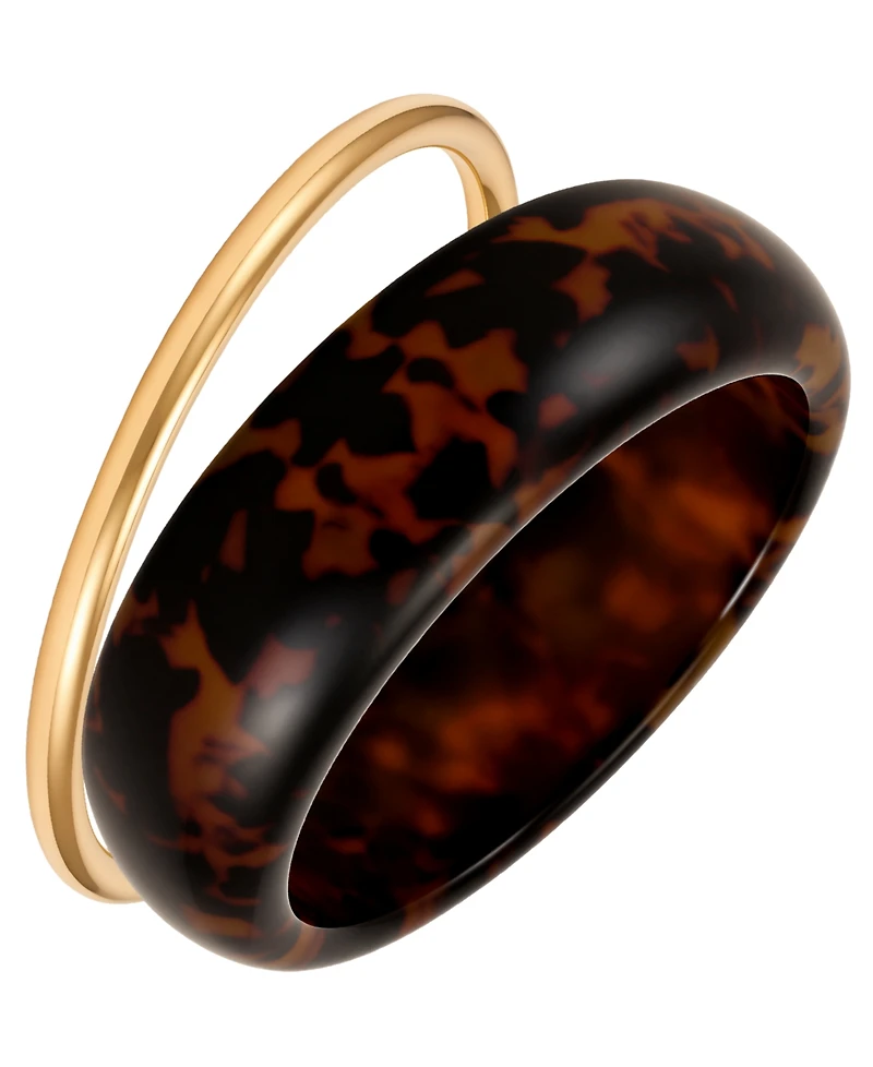Guess Gold-Tone Tortoise Hinged Bangle, 2-Piece Set