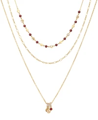 Guess Gold-Tone Layered Imitation Pearl & Crystal Necklace