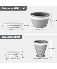 Piscifun Collapsible Silicone Cup Bowl Set Portable Camping Mess Kit With Stainless Steel Spork Lid For Hiking Travel