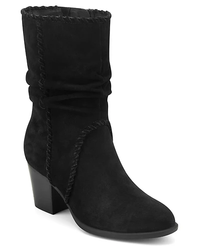 Earth Women's Venla Suede Slouch Whipstitch Block Heel Boots