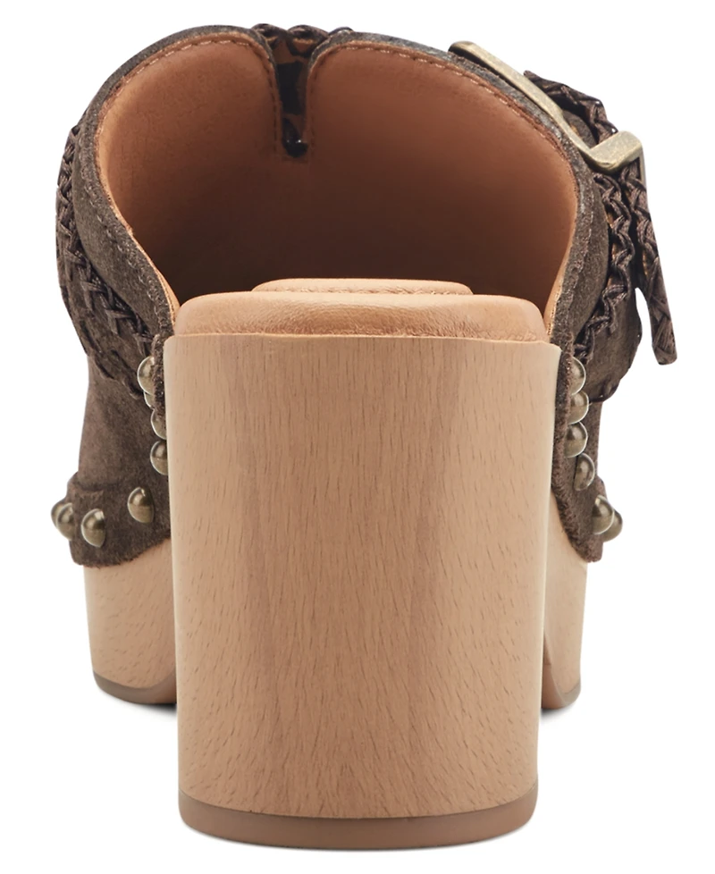 Earth Women's Gilly Suede Studded Block Heel Clogs