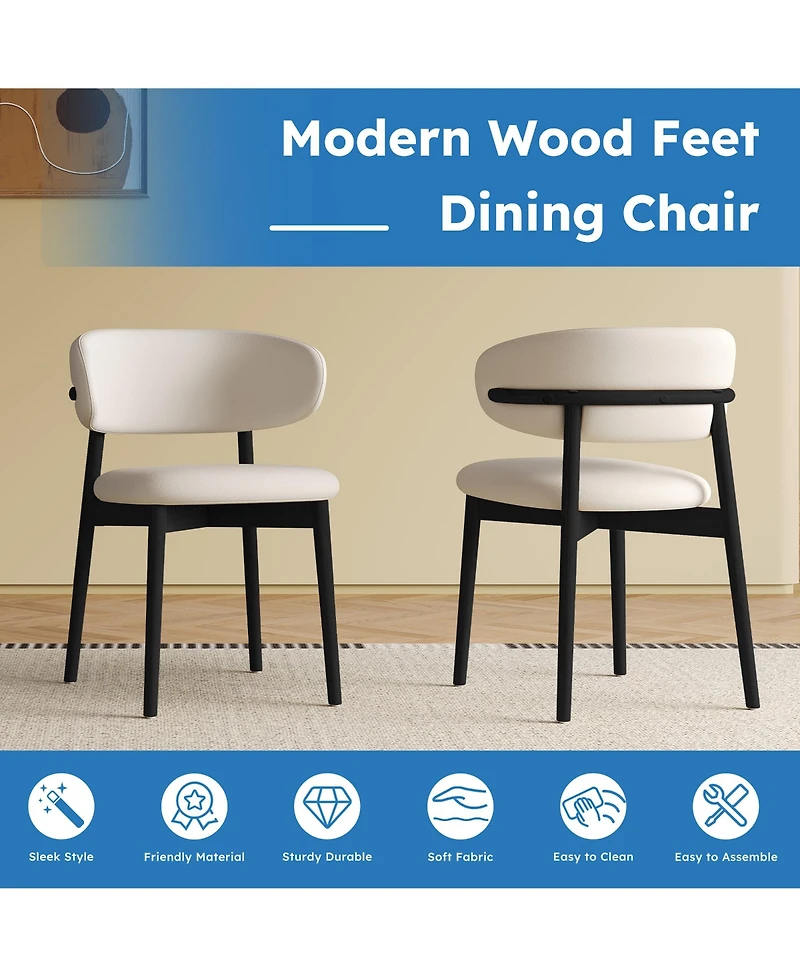 Flynama Set of 2 Wood Mid-Century Dining Chairs, Minimalist Solid Wood Armless Side Chairs