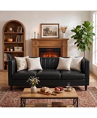 gaomon 81'' Modern Leather Couch for Living Room, Mid Century Sofa with Deep Seat, Chesterfield 3 Seat Office