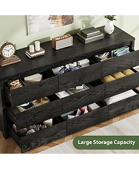 gaomon 9-Drawer Wood Dresser, Wide Modern Chest of Drawers, Storage Organizer for Bedroom, Living Room