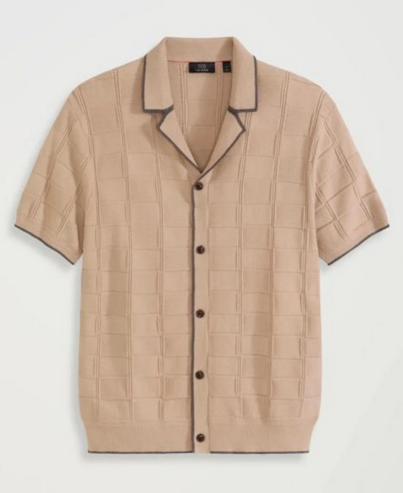 Ted by Baker Men's Thurloe Textured Button-Front Sweater